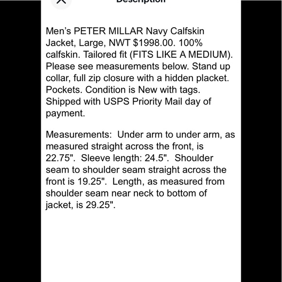 Men’s Peter Millar 100% calfskin jacket, New - Picture 11 of 11